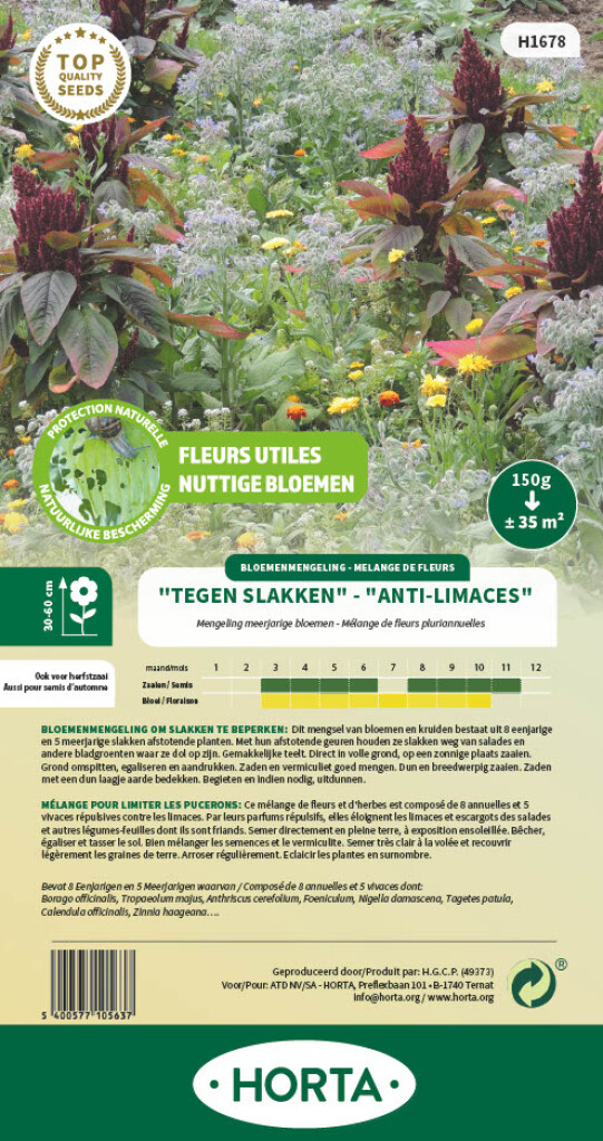 Meerjarige bloemen slakken beperken 35m²