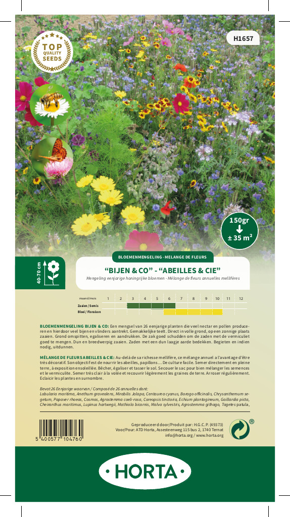 Mélange de fleurs annuelles mellifères Butterfly 35m²