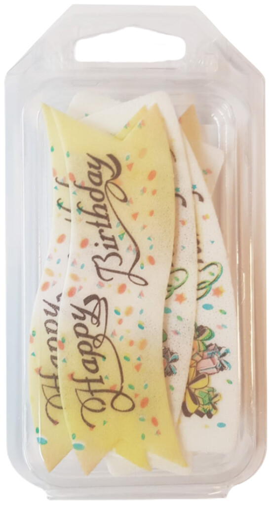 Banderole en hostie "Happy Birthday" 8 pièces