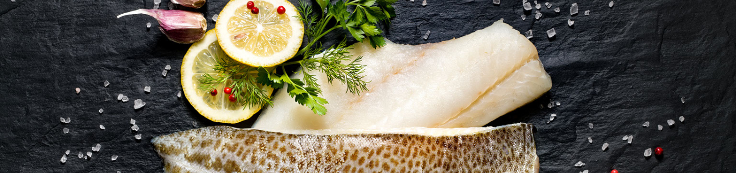 Dos de cabillaud sur son lit de laurier grillé et Cornet