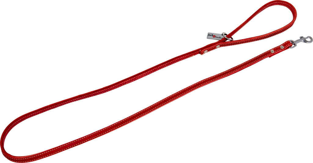 Laisse Longue Cuir Gras Rouge 180x1,2 cm