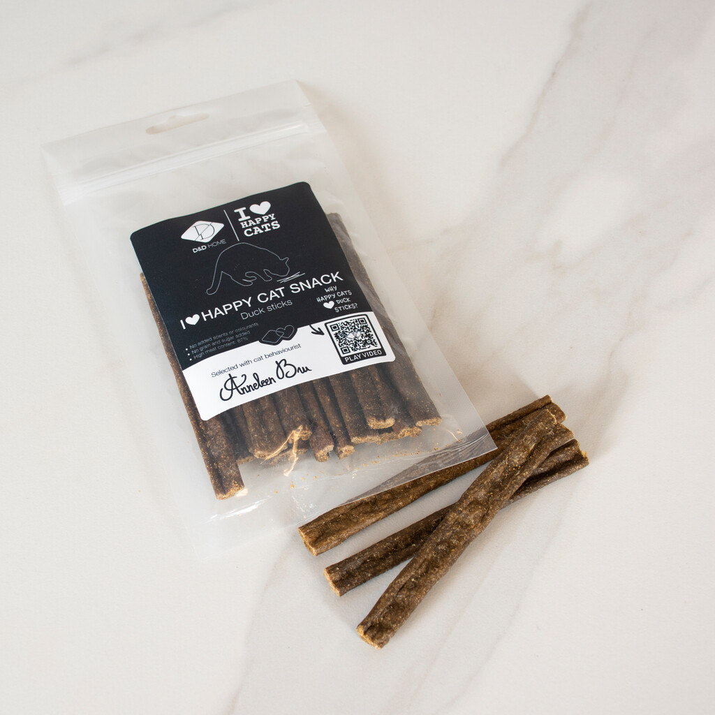 I Love Happy Cat Snack-Sticks met eend 70g