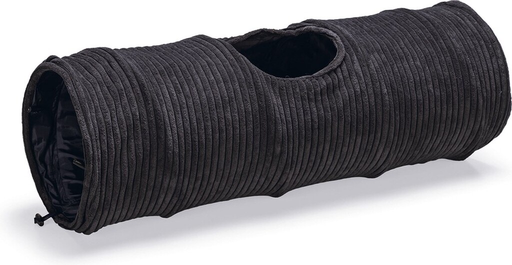 Kattentunnel Ribbed – Kattenspeelgoed – Antraciet – 25x25x75 cm