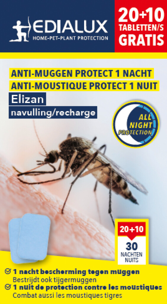 Elizan anti-muggen protect 1 nacht tabs navulling 30 stuks