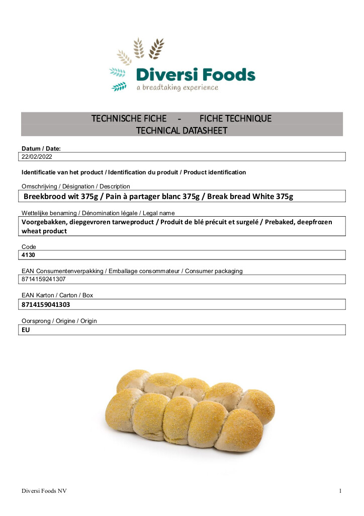 Pain à partager blanc - 375g