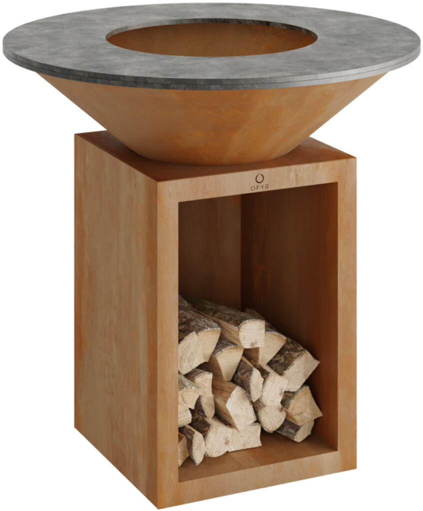 Classic Storage Corten 100 - kooktoestel met houtopslag