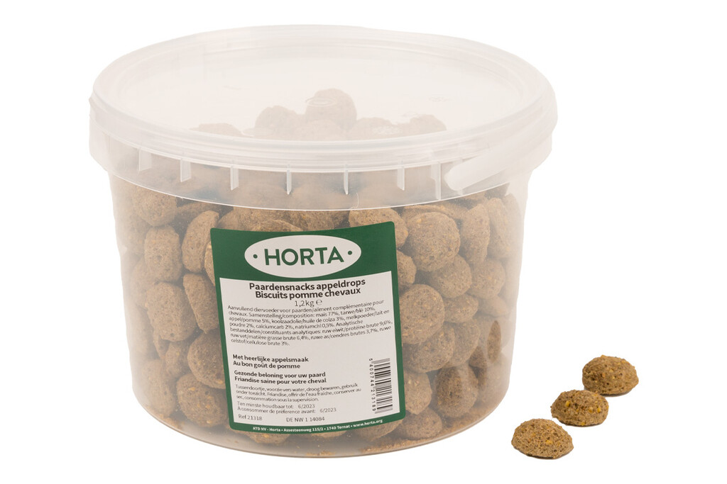 Seau à biscuits pomme chevaux 1,2 kg