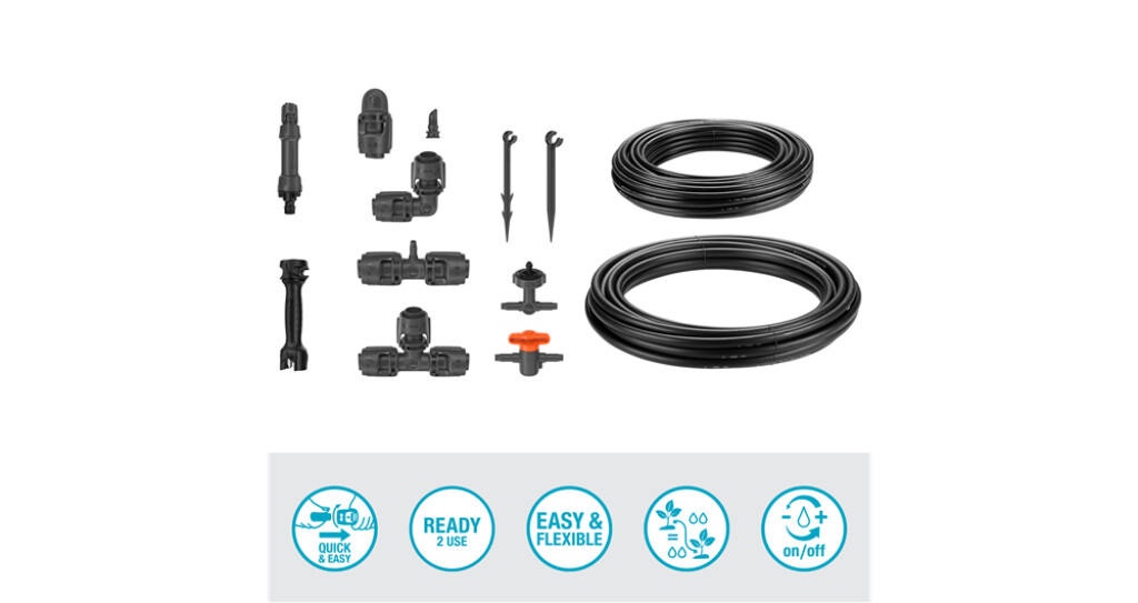 Micro-Drip-Irrigation Kit d'initiation pour rangées de plantes