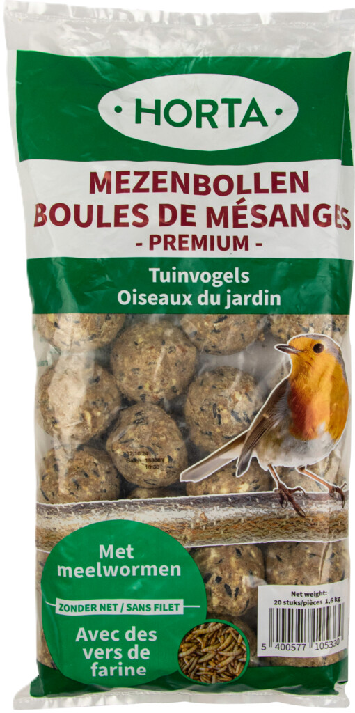 Premium mezenbollen met meelwormen 20 stuks