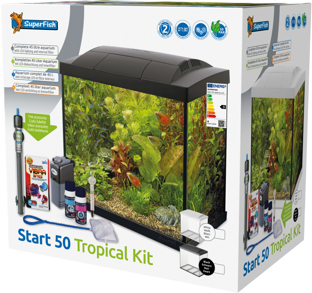 Kit Start Aquarium 50 tropical, noir