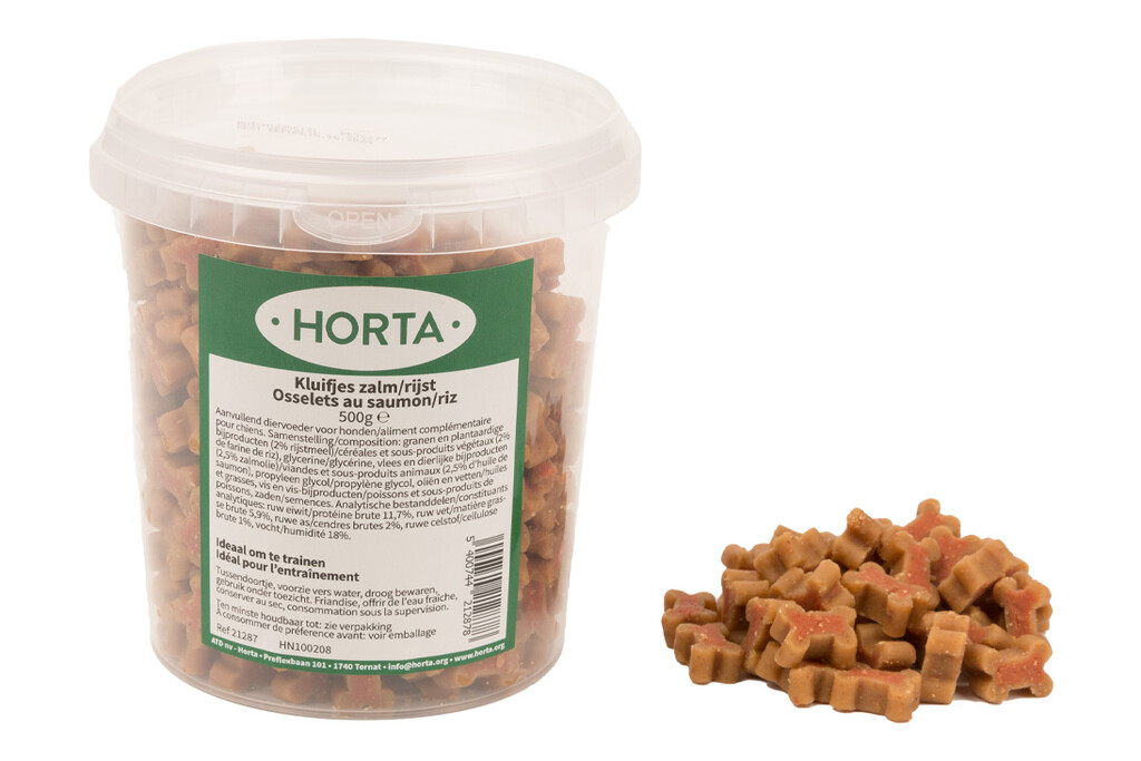 Kluifjes zalm/rijst 500 gr (pot)