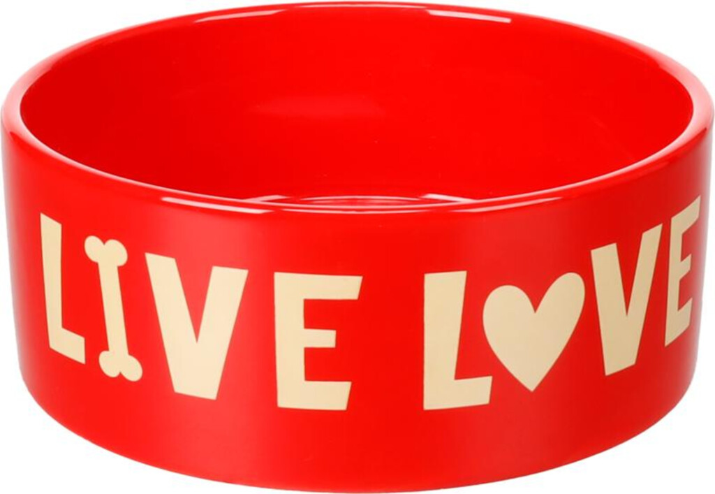 Gamelle à nourriture et à eau Liloba rond rouge 20x20x8cm