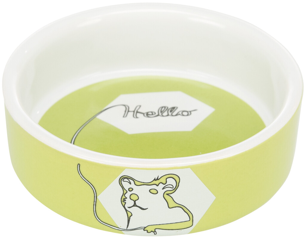 Voer/waterbak, striphamster Hello, keramiek