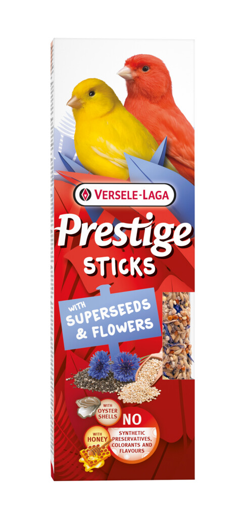 Prestige Sticks Canaris avec Super Graines & Fleurs - 2 pièces 60g Prestige Sticks Canaris avec Super Graines & Fleurs - 2 pièces 60g