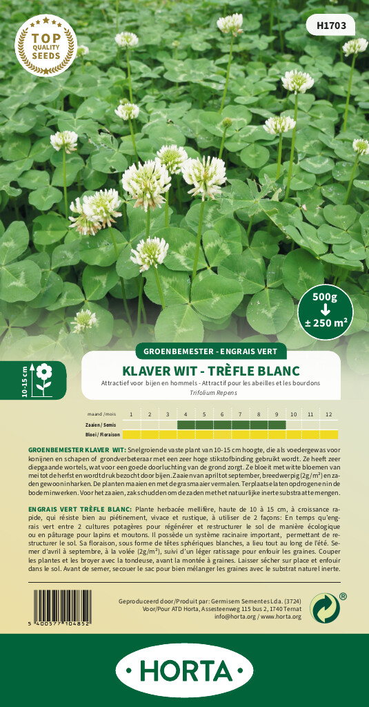Klaver wit 250 m²