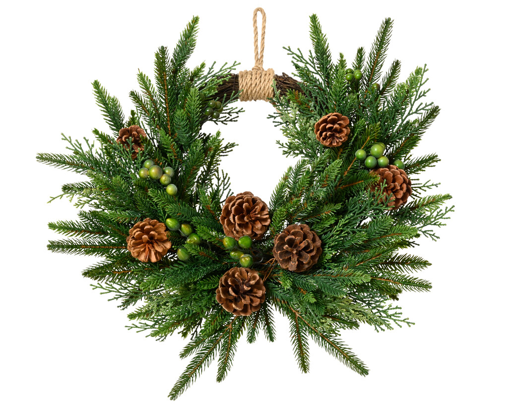 Couronne de pommes de pin - verte - douce